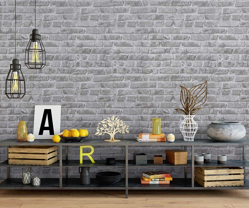 Timeet Grey Brick Peel and Stick Wallpaper Brick Contact Paper 17.7" x 78.7" Removable Wallpaper Self-Adhesive 3D Brick Wallpaper Grey Brick Wallpaper for Room Decoration Vinyl Film Roll - Image 3